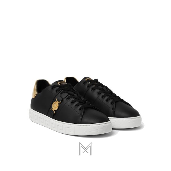 Giày thể thao Versace Greca màu đen gót vàng ánh kim MGV052