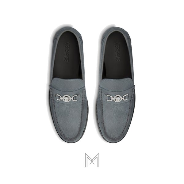 Giày Loafer Versace Medusa 95 màu xanh da sần chính hãng MGV016