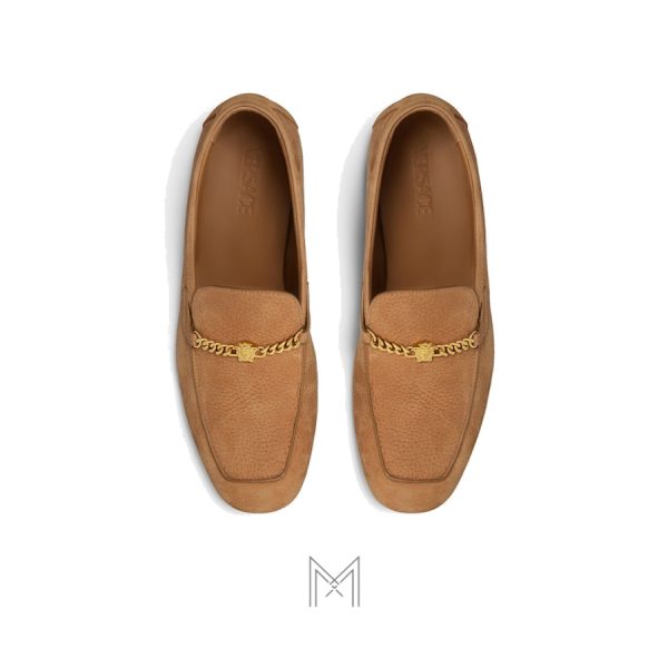 Giày lười Versace Medusa Nabuck màu nâu chính hãng MGV107