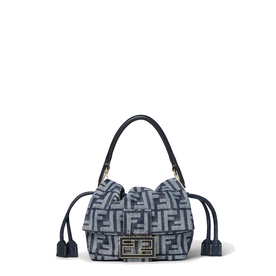 Túi xách mini Fendi Baguette Mamma màu xanh hoạ tiết FF MHH027 2026 Túi xách mini Fendi Baguette Mamma màu xanh hoạ tiết FF MHH027 2026