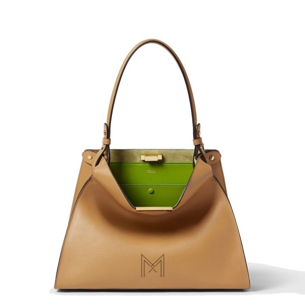 Túi xách da Fendi Way màu nâu nội thất xanh lá MHH094