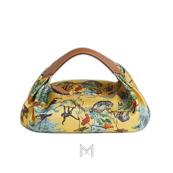 Túi xách Hermes Balusoie lụa in họa tiết Equateur quai da MTH019
