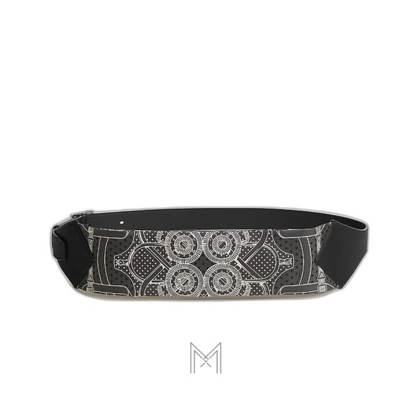 Túi đeo hông Hermes Banasilk màu đen hoạ tiết MTH047