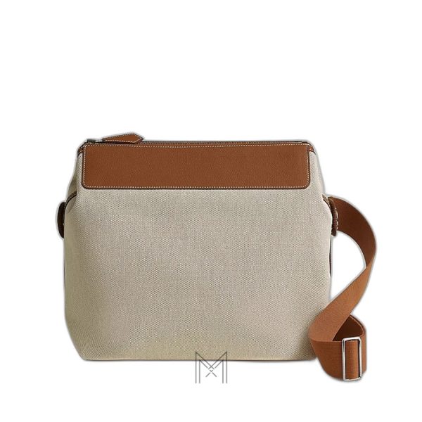 Túi đeo chéo Hermes R.M.S 12H màu be quai nâu authentic MTH068