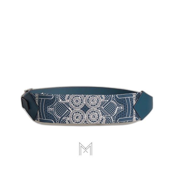 Túi đeo hông Hermes Banasilk màu xanh hoạ tiết MTH046