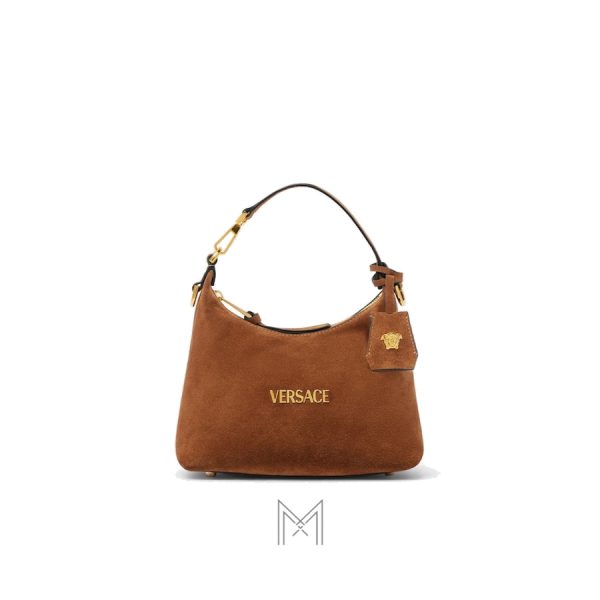 Túi hobo Versace Tag màu nâu da lộn authentic MTV225