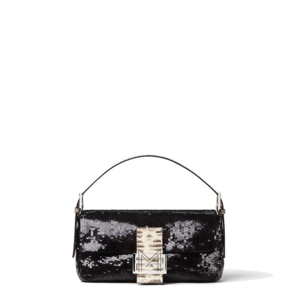 Túi xách Fendi Baguette organza and sequin màu đen MHH110