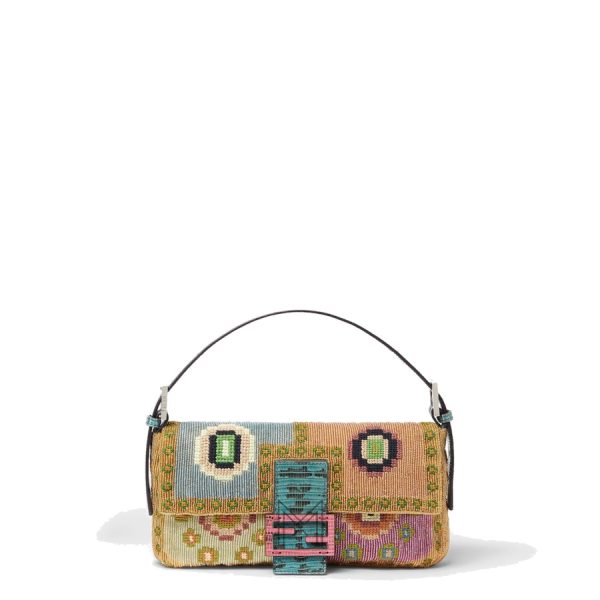 Túi xách đeo chéo Fendi Baguette phối màu hoạ tiết authentic MHH128