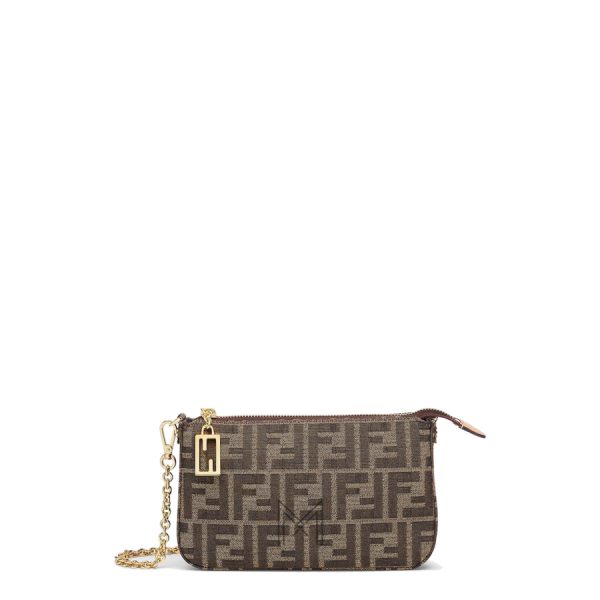 Túi đeo chéo Fendi Baguette màu nâu hoạ tiết FF MHH002