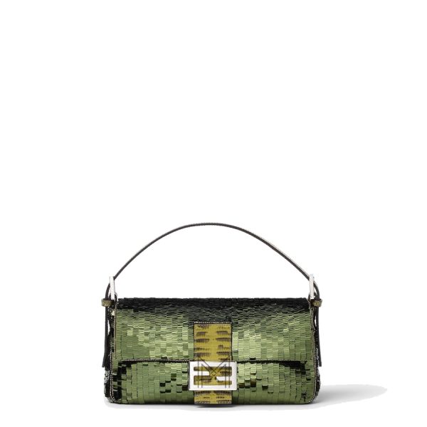 Túi xách Fendi Baguette màu xanh lá sequin chính hãng MHH109