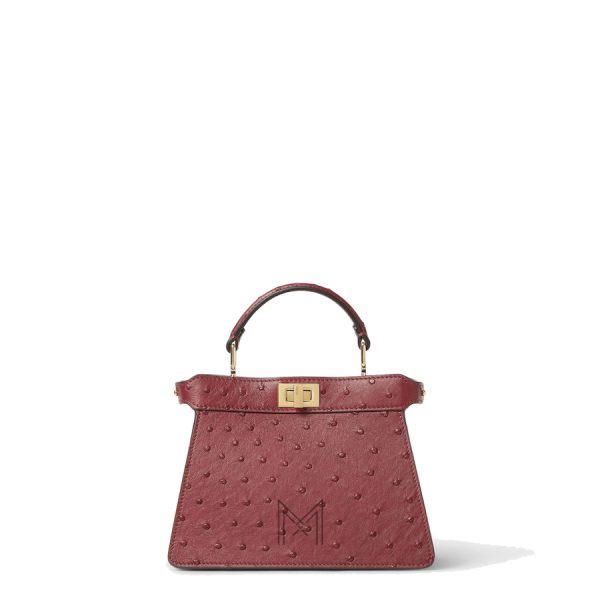 Túi Fendi Peekaboo ISeeU Petite màu đỏ hoạ tiết vân da đà điểu MHH119