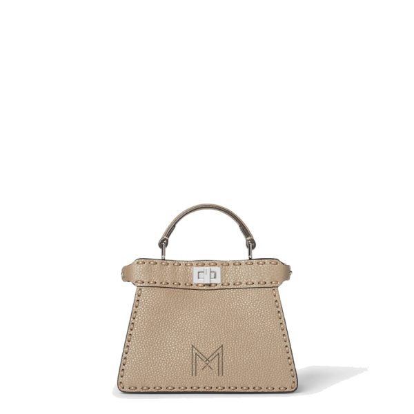 Túi xách đeo chéo Fendi Peekaboo ISeeU Petite màu be xám MHH091