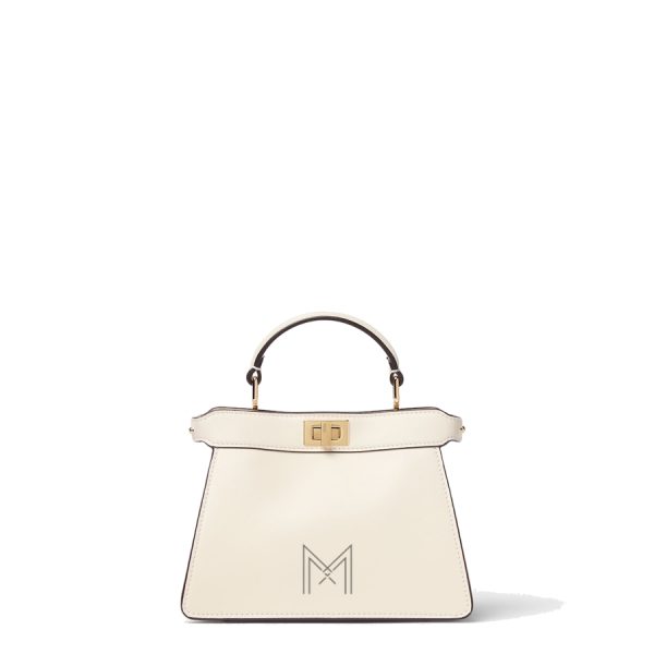 Túi xách đeo chéo da Fendi Peekaboo ISeeU Petite màu trắng kem MHH084