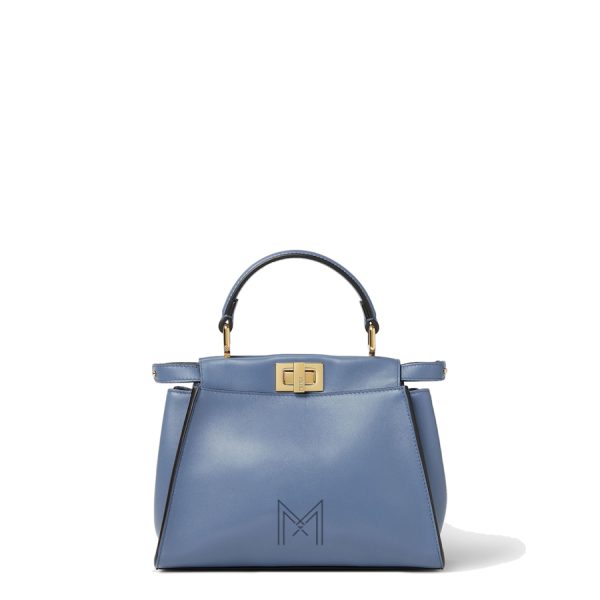Túi xách đeo chéo da Fendi Peekaboo chính hãng màu xanh MHH100