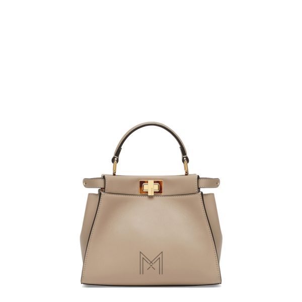Túi xách đeo chéo Fendi Peekaboo chính hãng da màu be khoá vàng MHH096