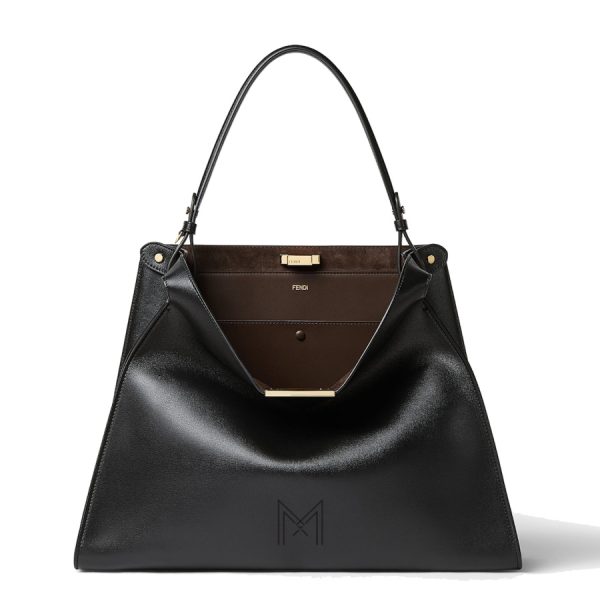 Túi xách Fendi Way da màu đen nội thất nâu MHH088