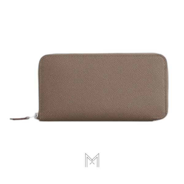 Ví dài Hermes Silk'In màu nâu da sần authentic MVH09