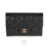 Ví gập ba Chanel màu đen da sần chính hãng MHV24 2026