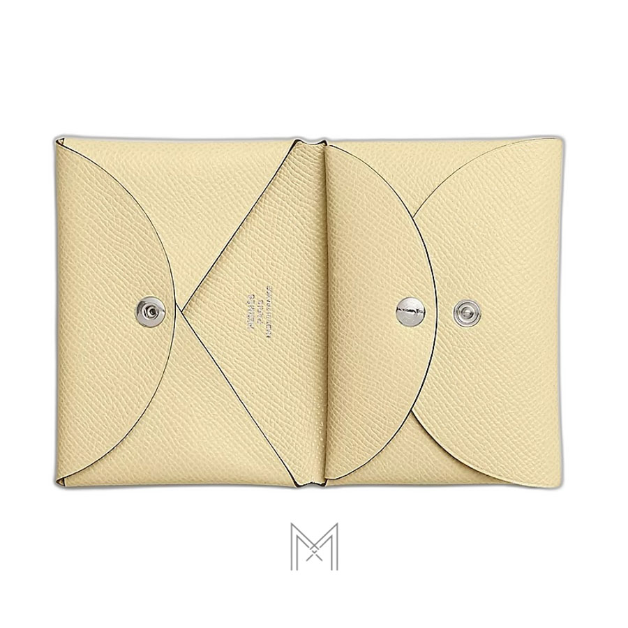 Ví đựng thẻ Hermes Calvi Duo Compact màu vàng nhạt Vanille MVH78 2026 Ví đựng thẻ Hermes Calvi Duo Compact màu vàng nhạt Vanille MVH78 2026