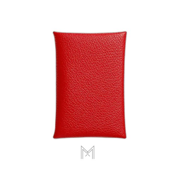 Ví Hermes Coins de Malle card holder màu đỏ hàng hiệu MVH88