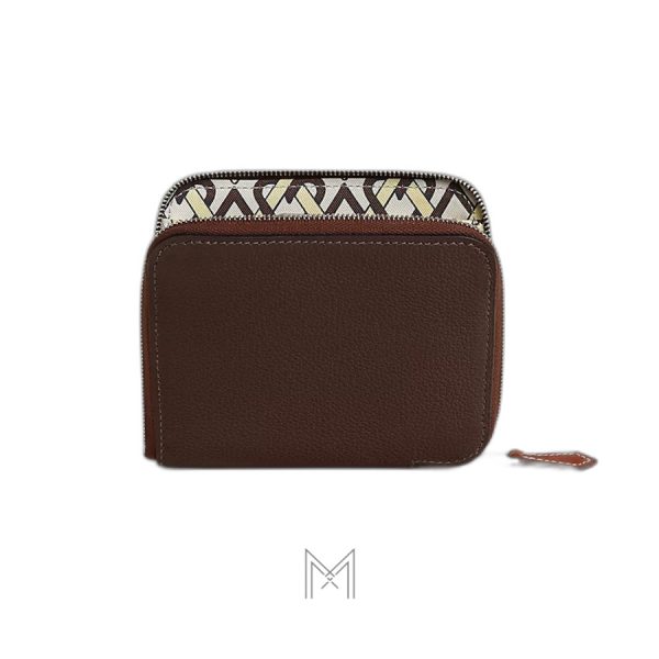 Ví ngắn Hermes màu nâu da Evercolor & Barenia calfskin MVH06