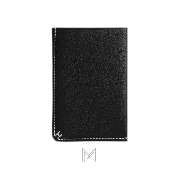 Ví đựng thẻ Hermes H Sellier màu đen da sần hàng hiệu MVH68