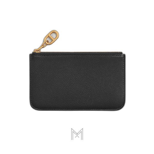 Ví đựng thẻ Hermes Zipengo Chaine d'Ancre màu đen khoá vàng MVH116