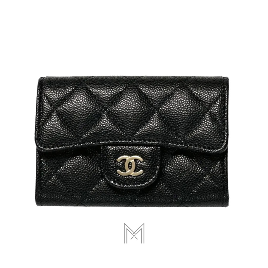 Ví da Chanel màu đen logo CC màu vàng chính hãng MHV10 2026 Ví da Chanel màu đen logo CC màu vàng chính hãng MHV10 2026