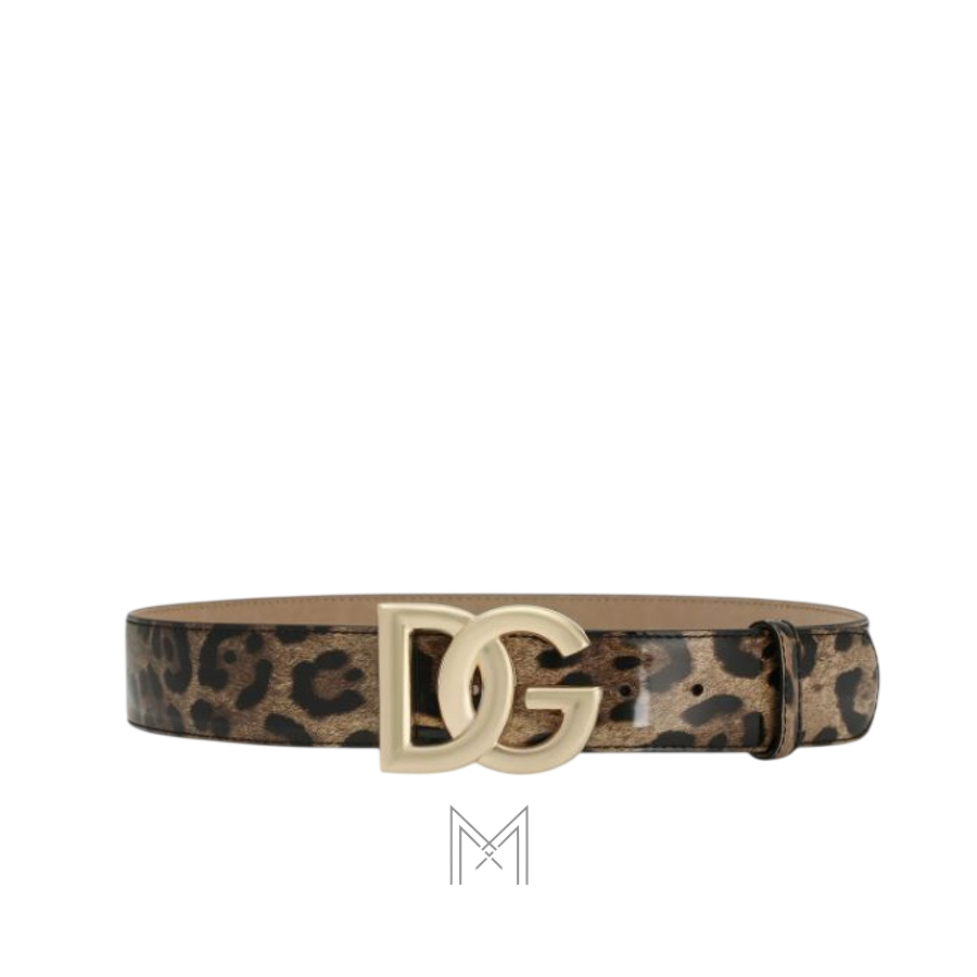 Thắt lưng Dolce Gabbana Leopard-print glossy calfskin belt with logo BE1446AM568HA93M TTLD029